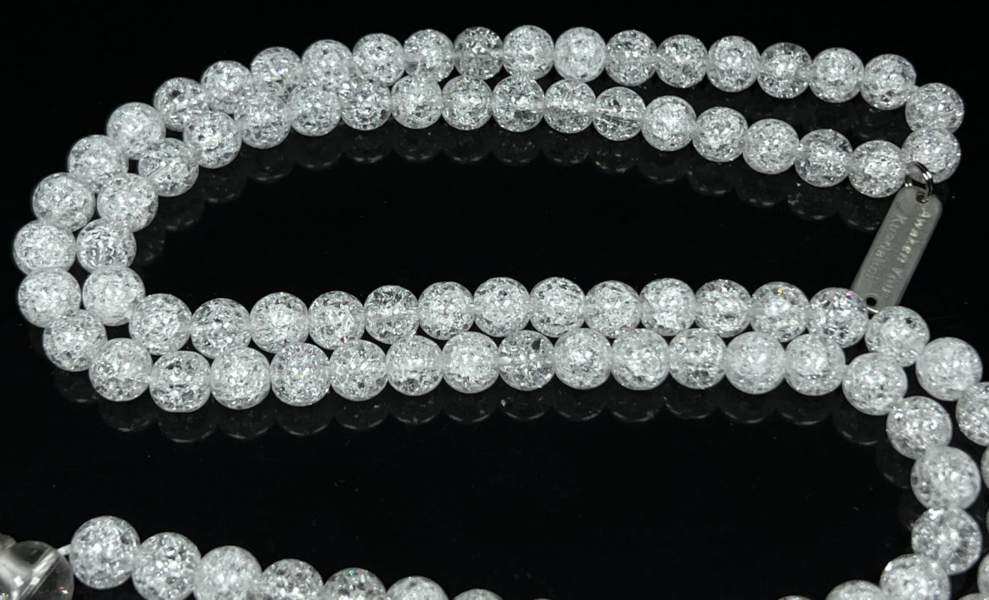 Handmade Crackle Crystal Quartz Mala Necklace – 6mm & 8mm | 108 Beads | Crown Chakra & April Birthstone | Ethically Sourced
