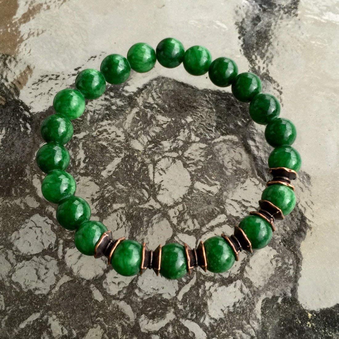 Verd Green Jade mala Beads Bracelet 8 mm Reiki Healing Wrist Bracelet | Energized Buddhist Tibetan Yoga Jewelry