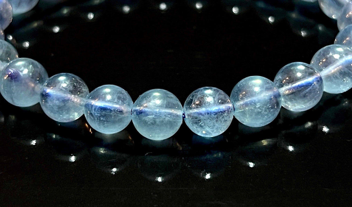 Serenity in Every Strand: Aquamarine Stretch Bracelet - March Birthstone, Pisces Astrological Sign, Throat Chakra