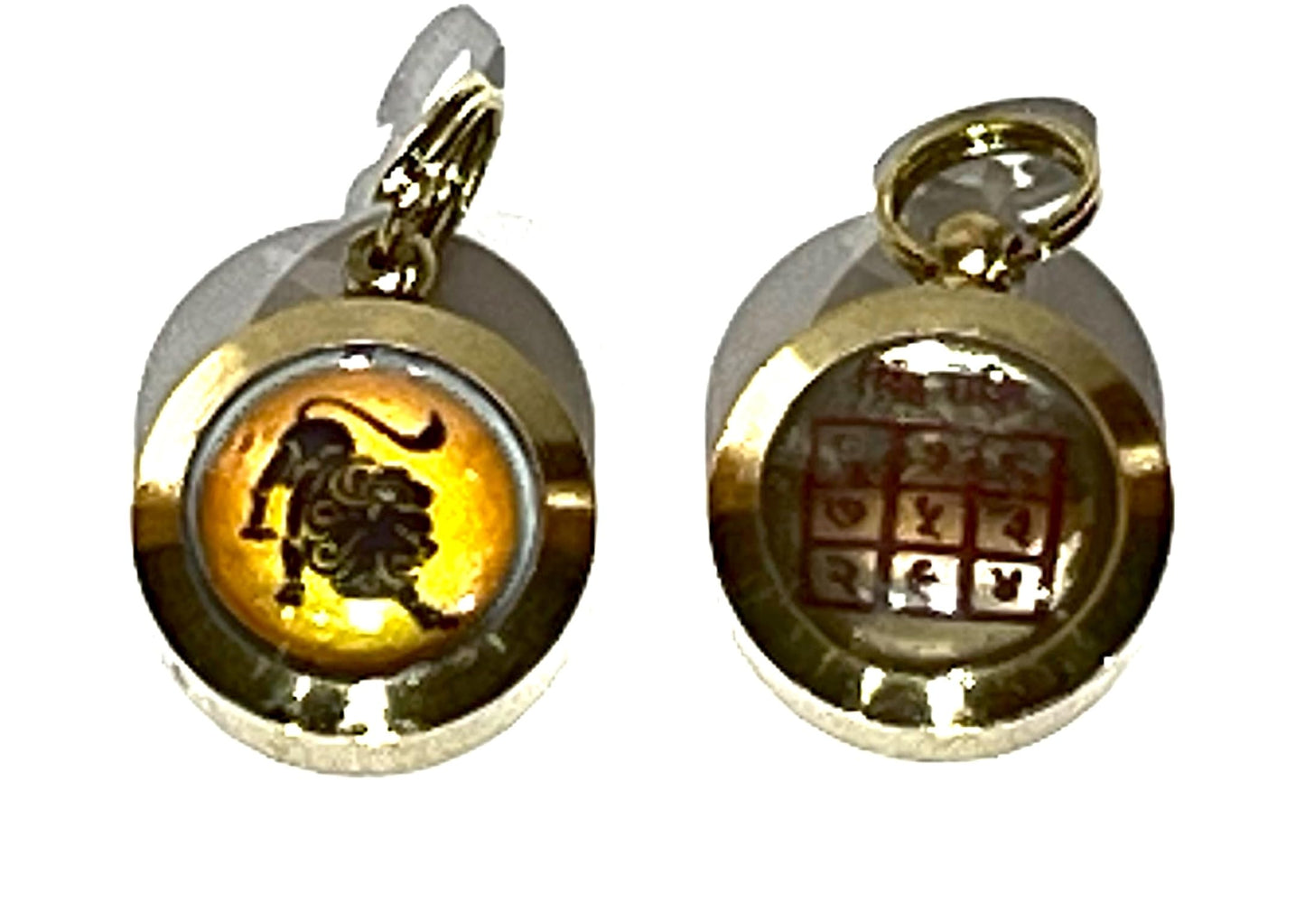 Zodiac Constellation Pendant Necklace - Sun Sign Amulet - Rashi Yantra Pendant - 3/4 Inch Brass Pendant with Zodiac Yantra