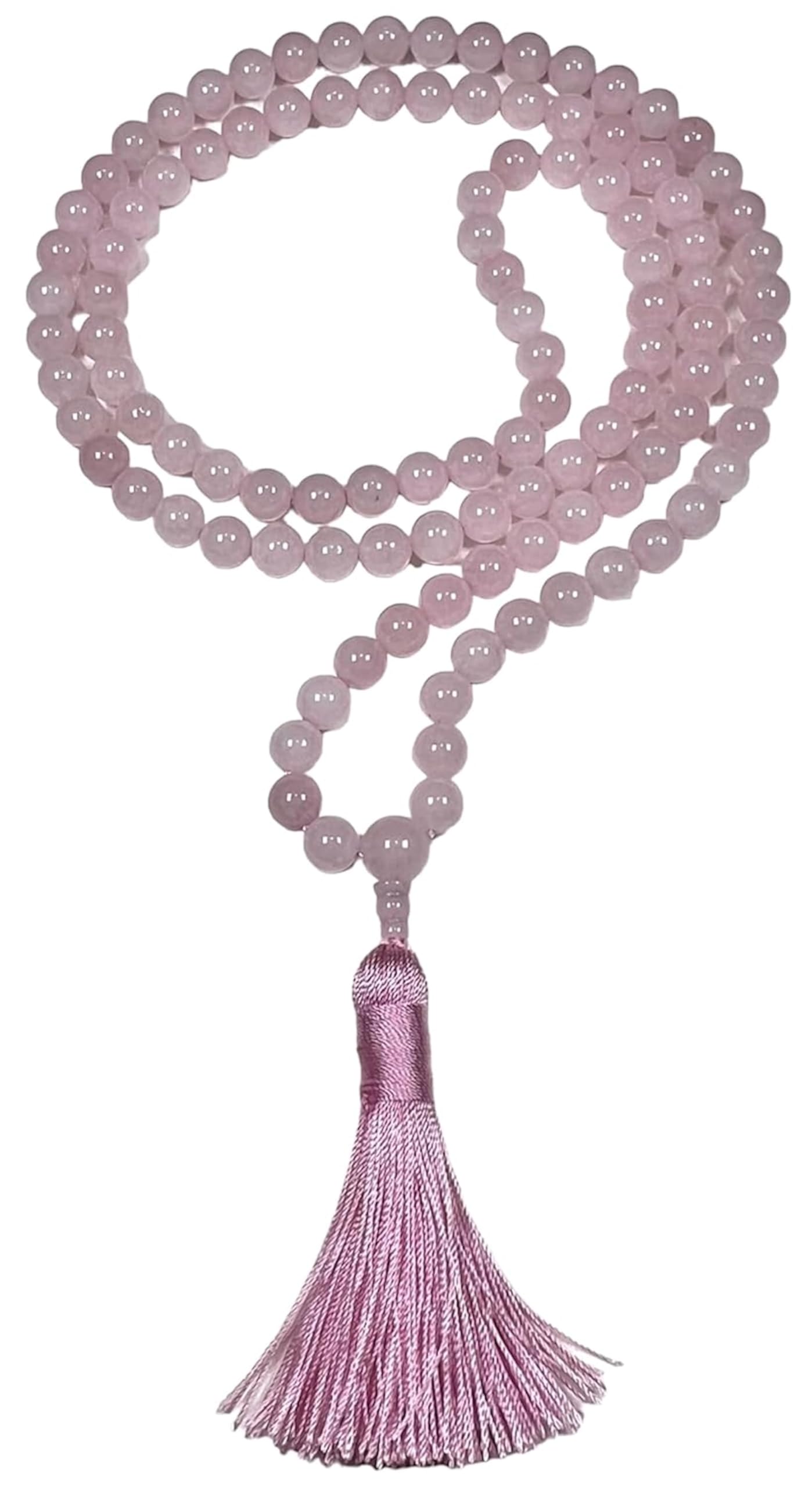 Cultivate Love & Compassion: Hand-Knotted Rose Quartz Mala Necklace (8mm 108 Beads) - Libra Birthstone & Heart Chakra Balance