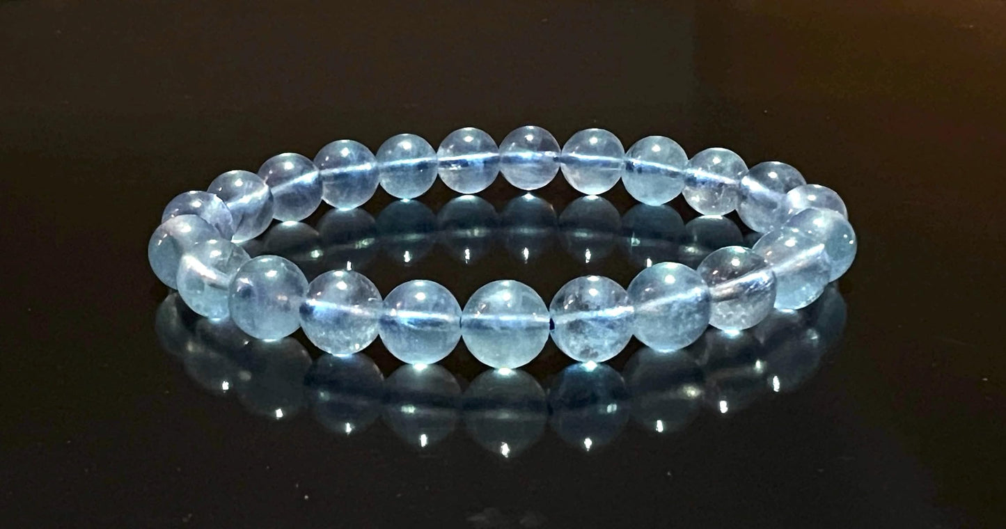 Serenity in Every Strand: Aquamarine Stretch Bracelet - March Birthstone, Pisces Astrological Sign, Throat Chakra