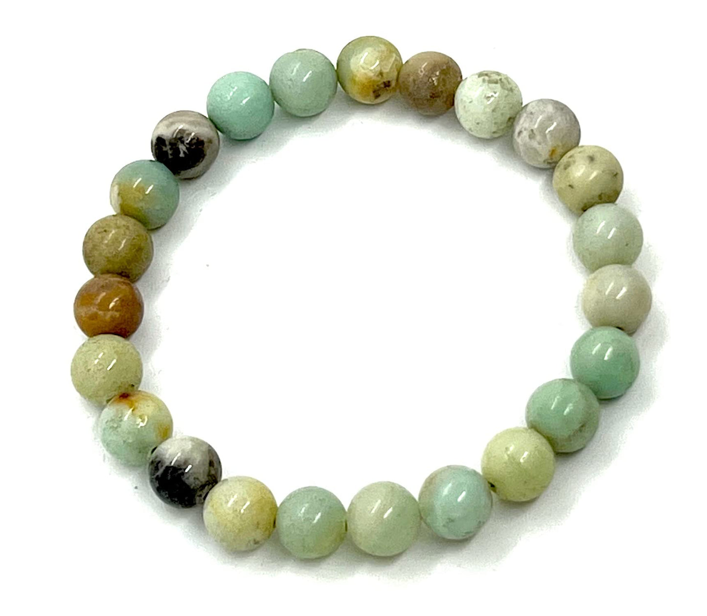 AWAKEN YOUR KUNDALINI Amazonite Stretch Bracelet, 8mm Beads, Virgo Birthstone, Heart Chakra