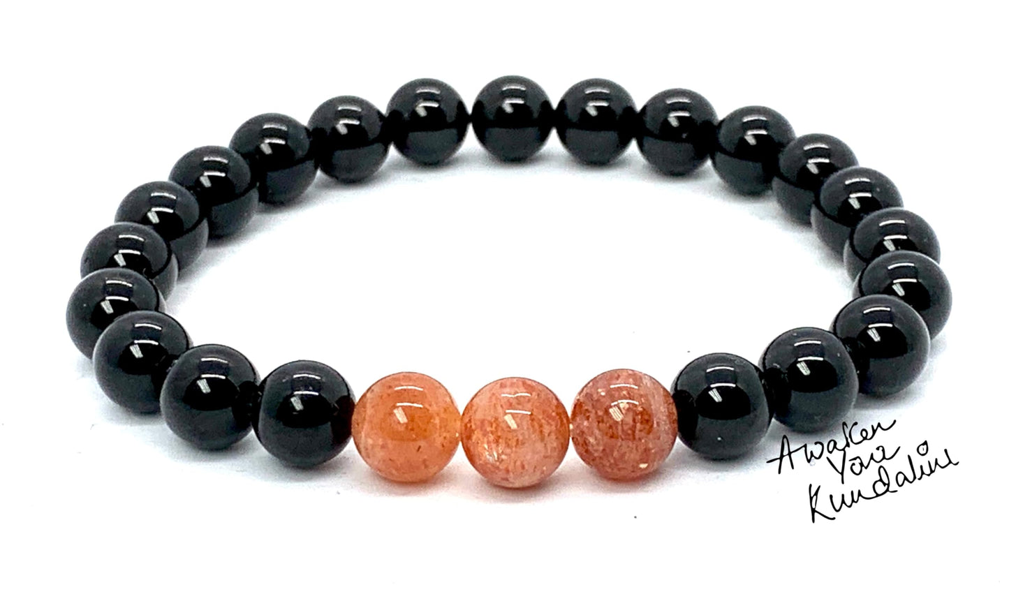 VESTA Black Tourmaline & Sunstone Bracelet