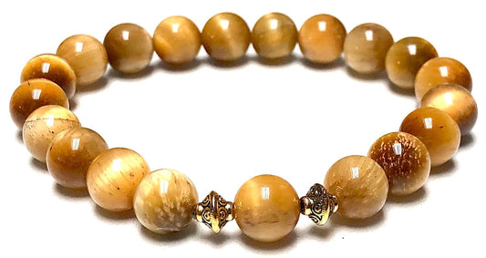 Golden Tiger's Eye Stretch Bracelet - November Birthstone for Scorpio - Solar Plexus Chakra