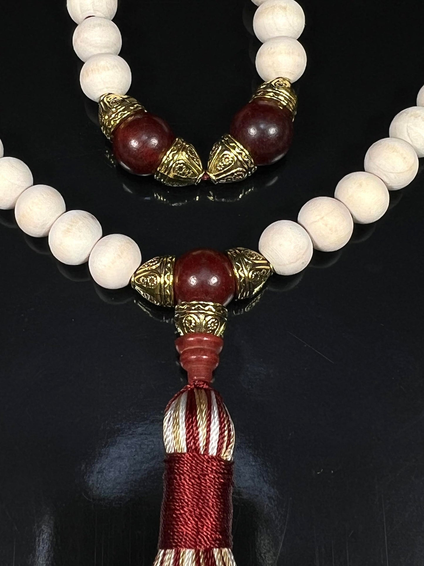 Rosewood & Tulsi Half Mala Necklace | 54+1 Beads | ARANYA Collection