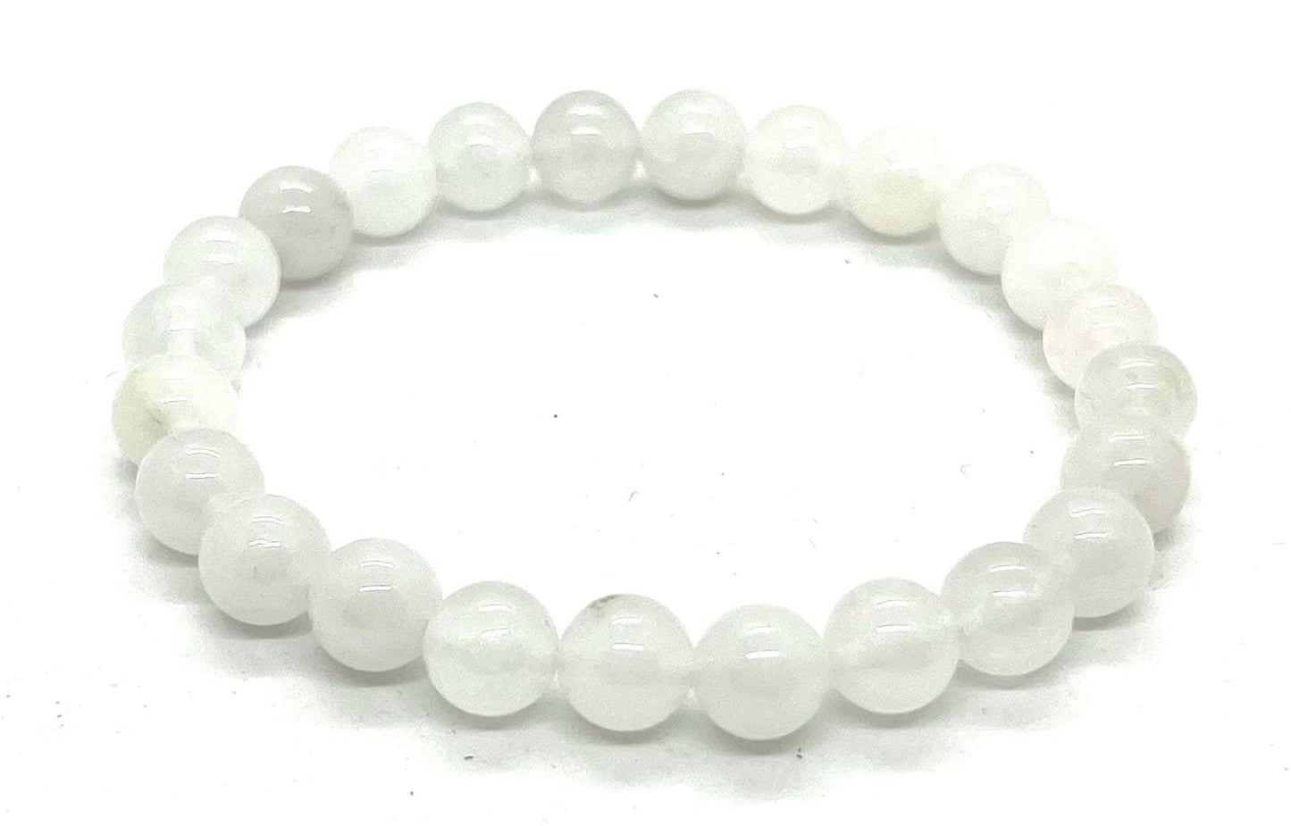 Handmade White Jade Stretch Bracelet - Energize Your Spirit - 8mm Beads