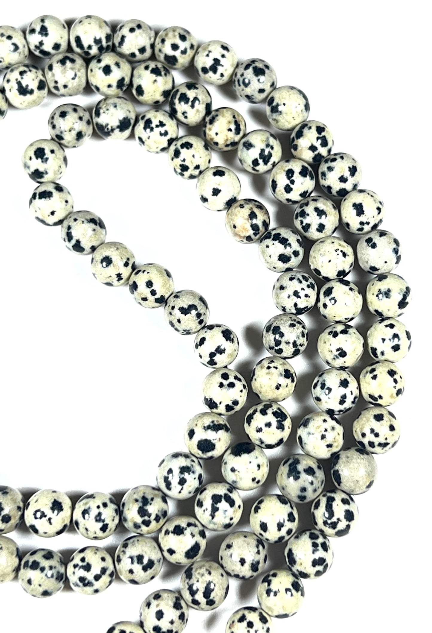 Handmade Dalmatian Jasper Mala Beads Necklace | 8mm 108 Beads | Spiritual Energy Beads | Birthstone & Root Chakra Connection