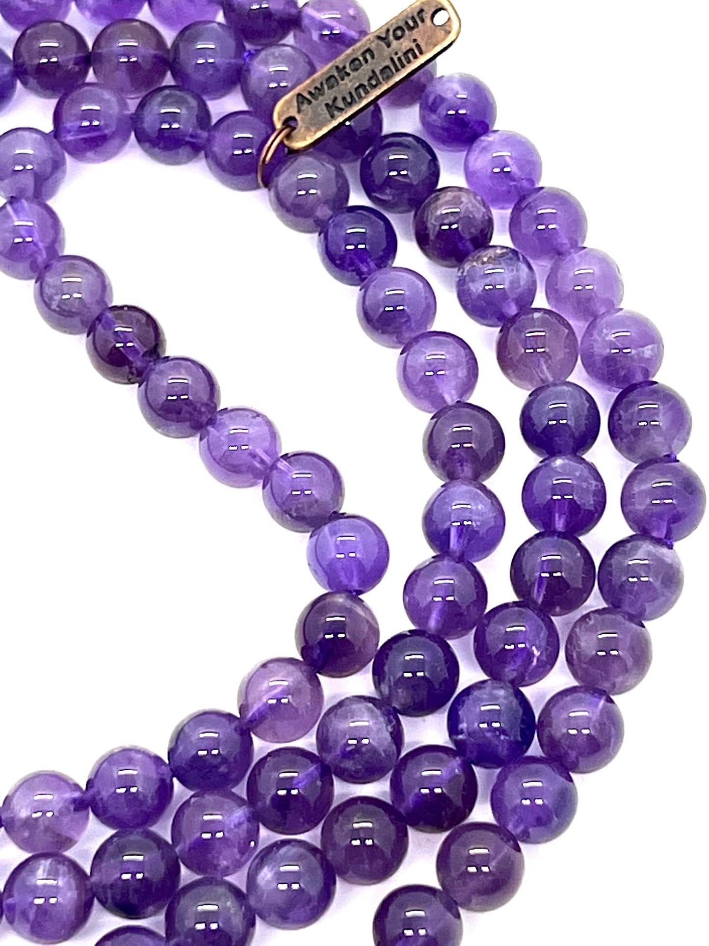 Elevate Your Everyday: Amethyst Mala Necklace, Pisces Birthstone for February March - Third Eye and Crown Chakra
