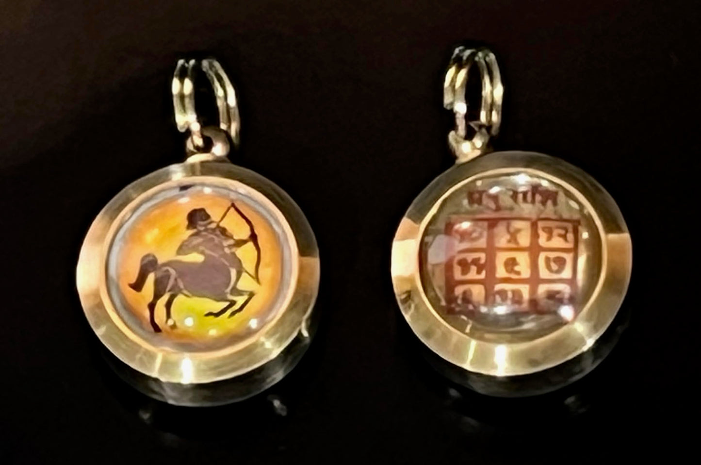 Zodiac Constellation Pendant Necklace - Sun Sign Amulet - Rashi Yantra Pendant - 3/4 Inch Brass Pendant with Zodiac Yantra