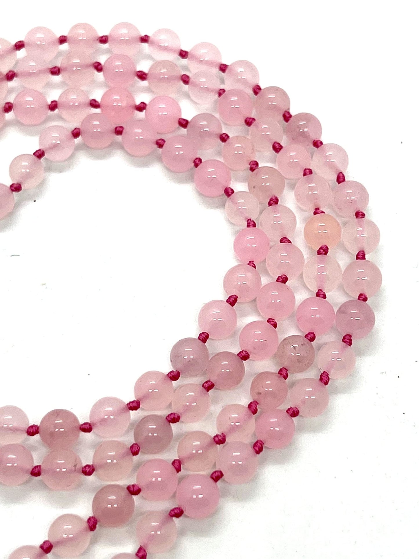 Hand-Knotted Pink Jade Mala Necklace (8mm Beads) - Embrace Love & Harmony: Heart Chakra Balancing - Cancer & Libra Birthstone