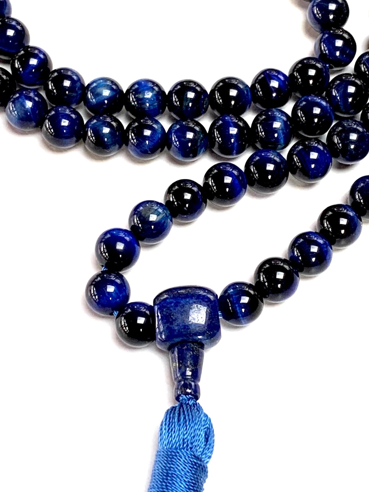 Tiger's Eye Mala Necklace – 8mm 108 Beads – Multicolor Options – Solar Plexus Chakra & Zodiac Birthstones – Meditation Jewelry
