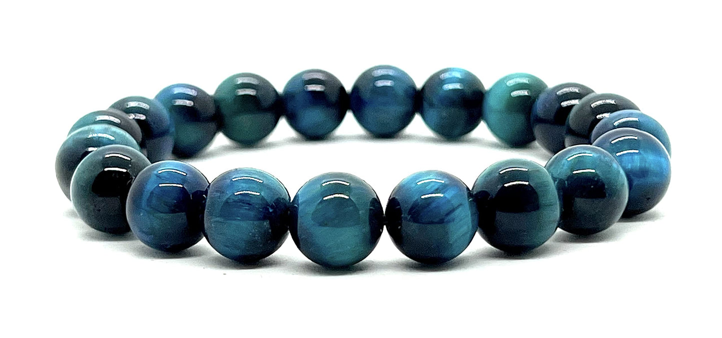 Tiger's Eye Stretch Bracelet, 10mm Beads, Sagittarius Birthstone, Throat Chakra Healing, 7.5 Inch Wrist Size, Crystal for Jupiter Rertrograde