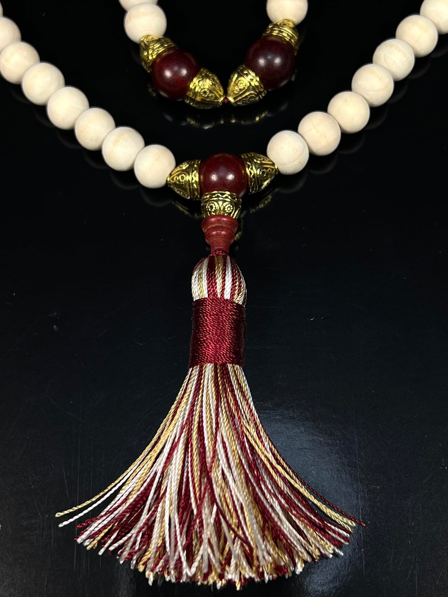 Rosewood & Tulsi Half Mala Necklace | 54+1 Beads | ARANYA Collection