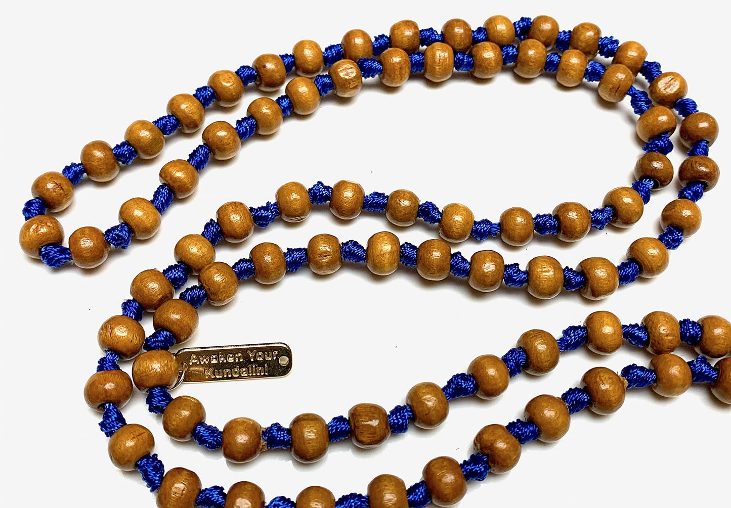 Awaken Your Kundalini Tulsi mala beads necklace hand knotted mala holy basil beads 8 mm 108 Buddhist prayer beads 7 Chakra mala colors - w/Velvet mala pouch (SIXTH BROW CHAKRA)