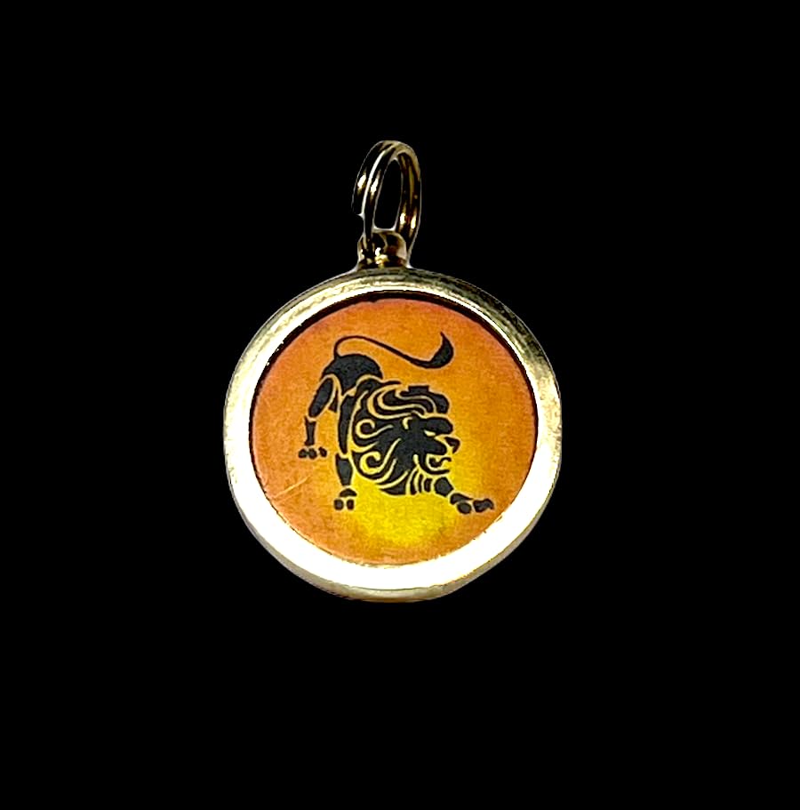 Zodiac Constellation Pendant Necklace - Sun Sign Amulet - Rashi Yantra Pendant - 1 Inch Brass Pendant with Zodiac Yantra