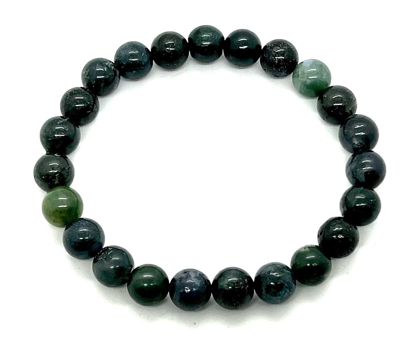 AWAKEN YOUR KUNDALINI Moss Agate Stretch Bracelet - Embrace Earth’s Vibrance - Virgo Birthstone - Heart Chakra