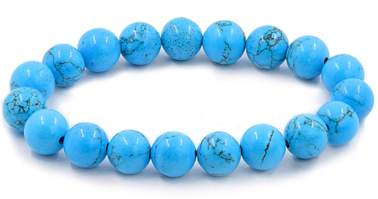 Blue Turquoise Stretch Bracelet - Birthstone for Sagittarius - Third Eye Chakra