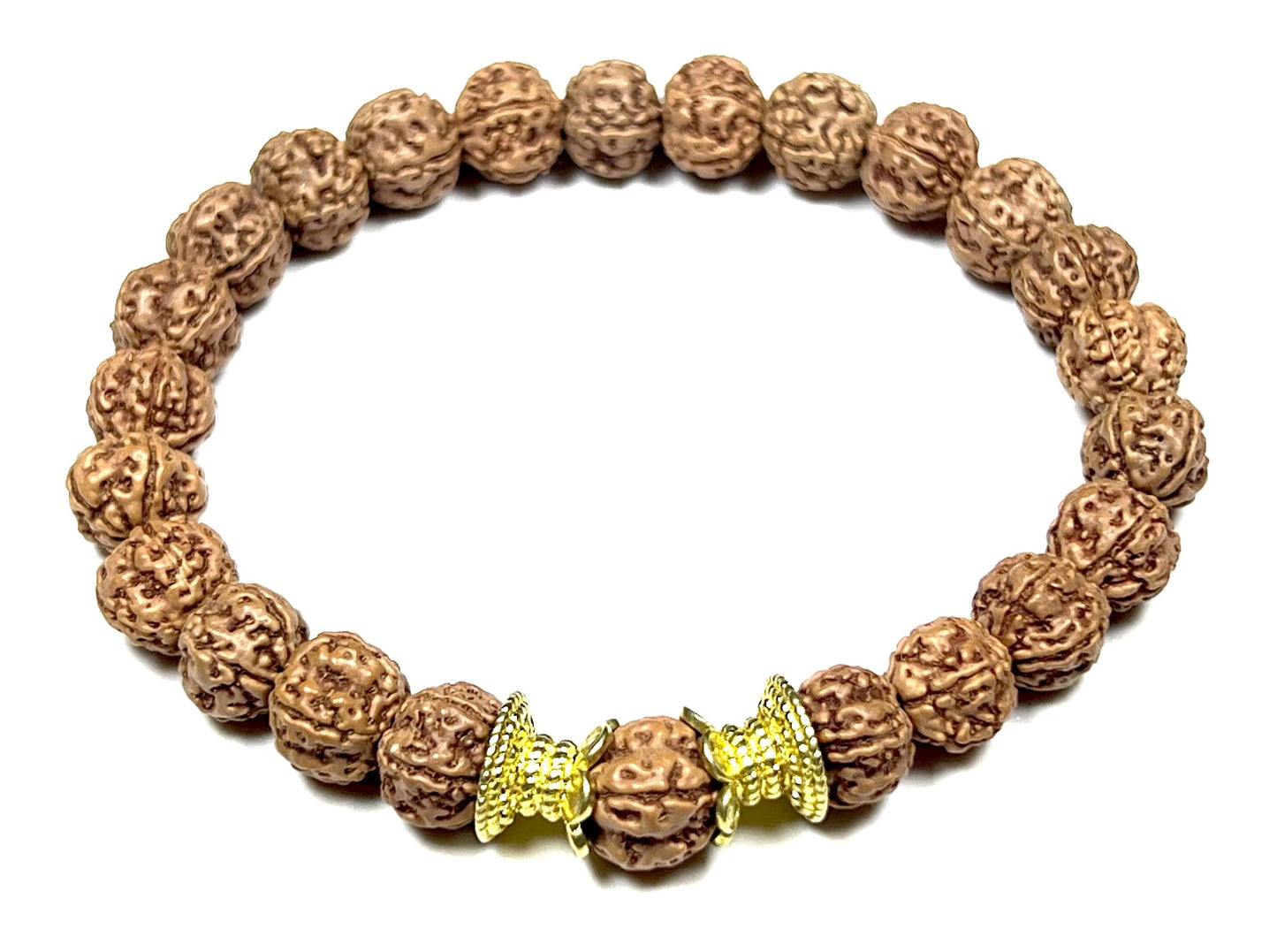 AWAKEN YOUR KUNDALINI Rudraksha Stretch Bracelet - AAA Grade 8mm Chikna Pathri Rudraksh Beads - Cultivate Strength & Stability - Universal Birthstone & Root Chakra Balance