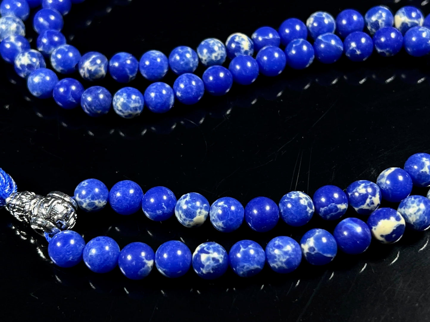 Sea Sediment Jasper Mala Beads Necklace
