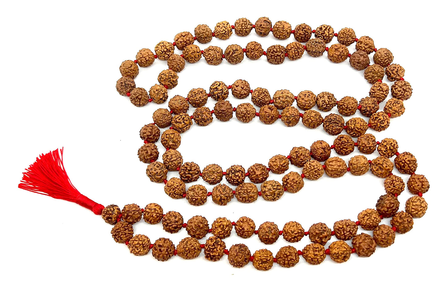 Rudraksha Mala Beads Necklace - 10mm 5 Mukhi (Five Faces) - Leo Sun Sign - Heart Chakra Balancing
