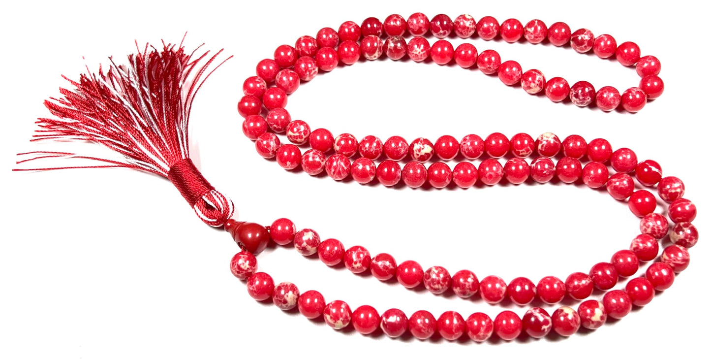 Sea Sediment Jasper Mala Beads Necklace