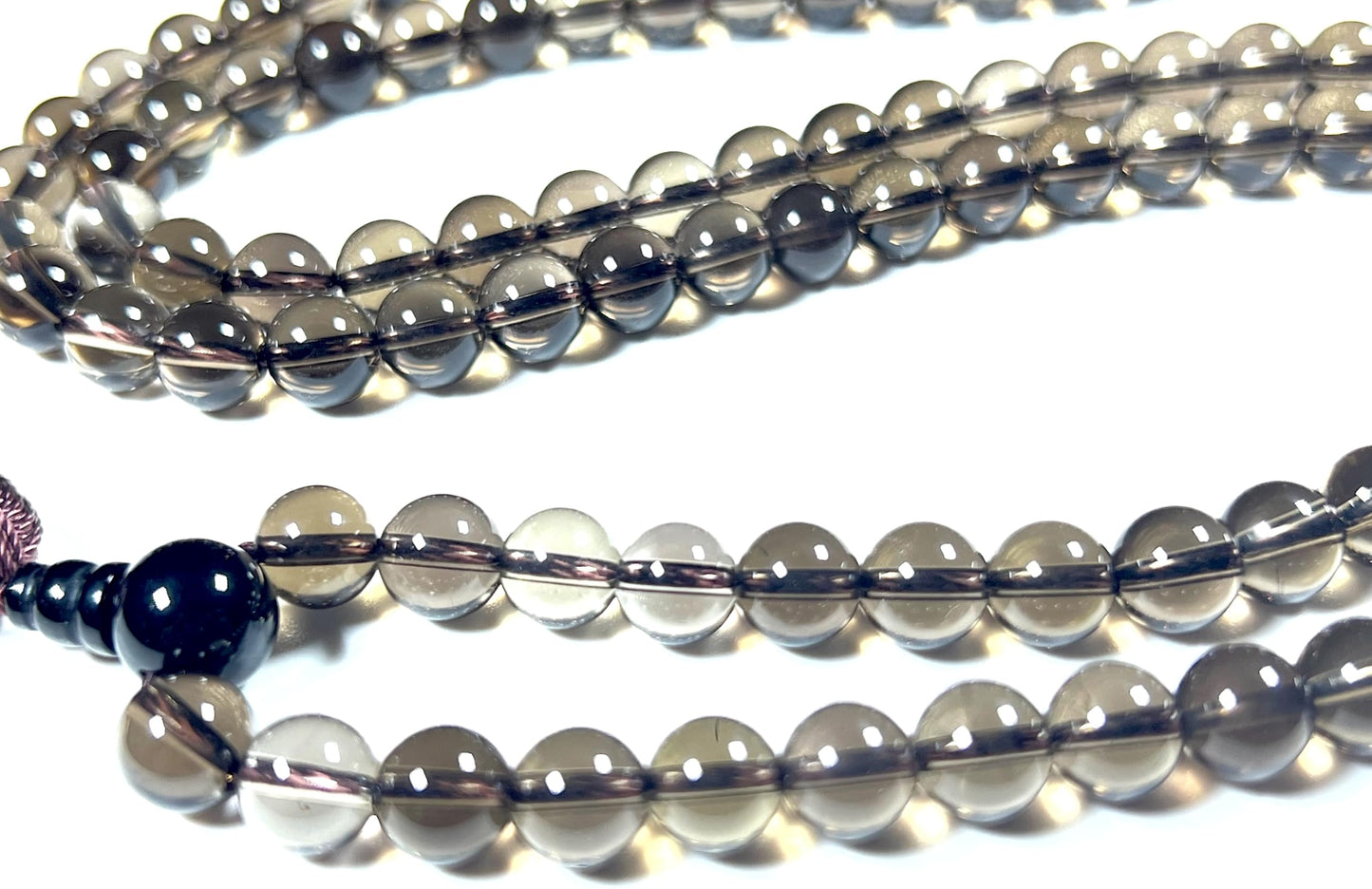 Handmade Smoky Quartz Mala Beads Necklace | 6mm & 8mm 108 Beads | Hand-Knotted Spiritual Energy Beads | Capricorn Birthstone & Root Chakra Connection
