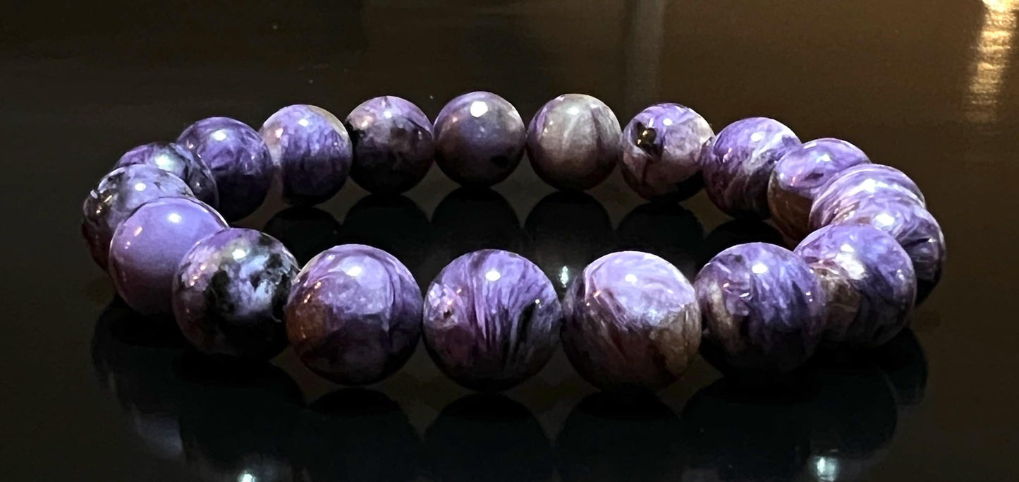 LUCEM Charoite Bracelet | Transformation & Crown Chakra Energy | Scorpio & Sagittarius Zodiac | October–November Birthstone