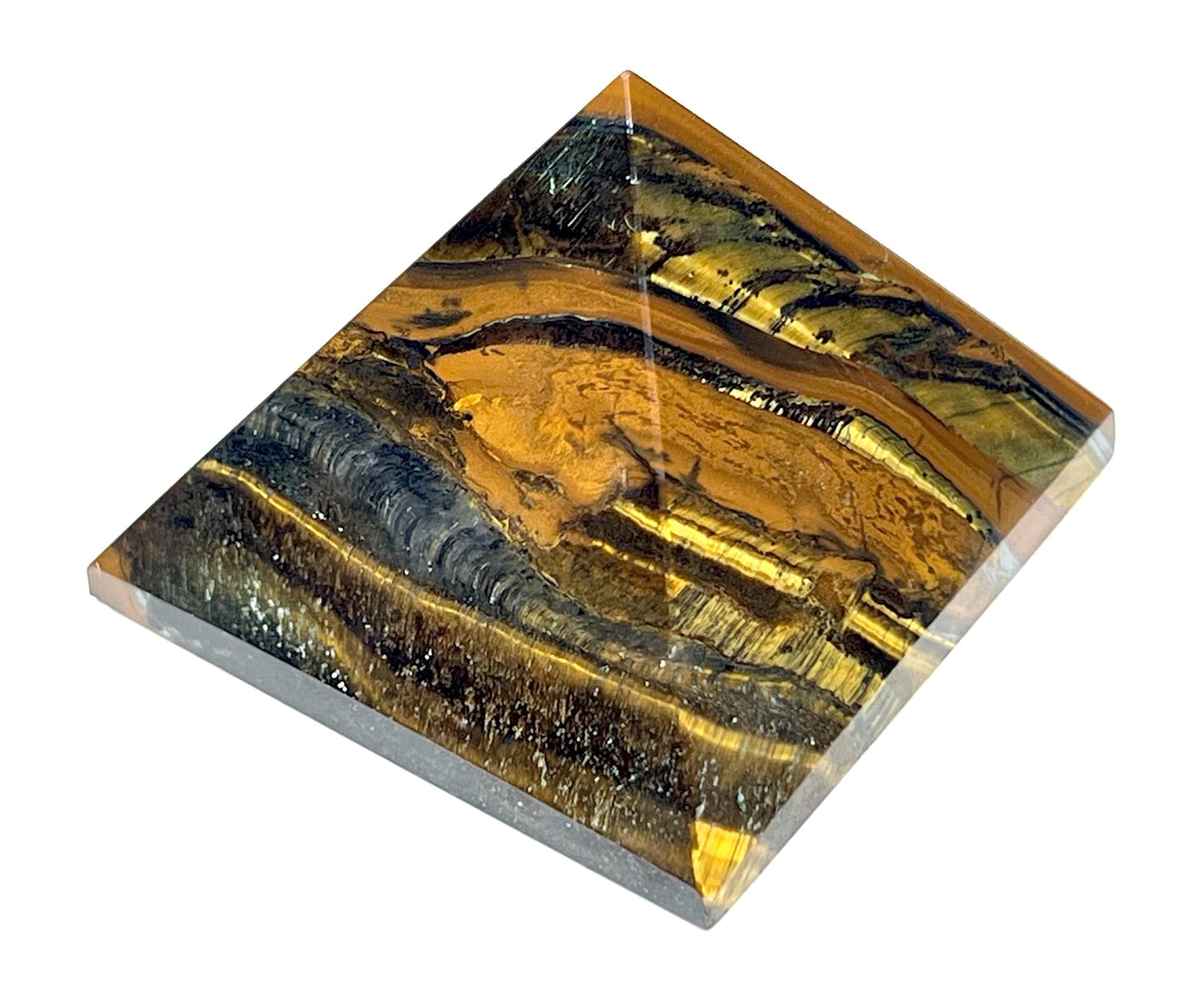 Tiger’s Eye Crystal Pyramid | 2-Inch Power Stone | TATTVA & SOLAR PLEXUS Collection