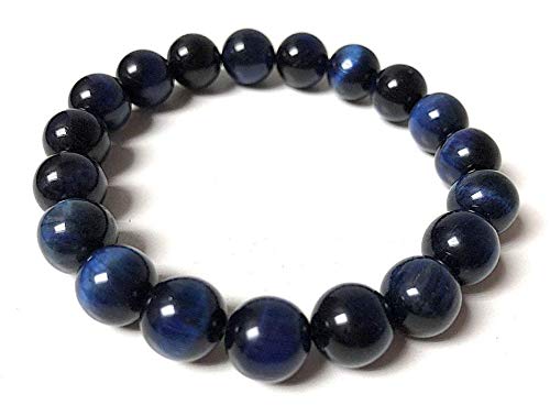 Blue Tiger's Eye Stretch Bracelet, 8mm Beads, Capricorn Birthstone, Throat Chakra