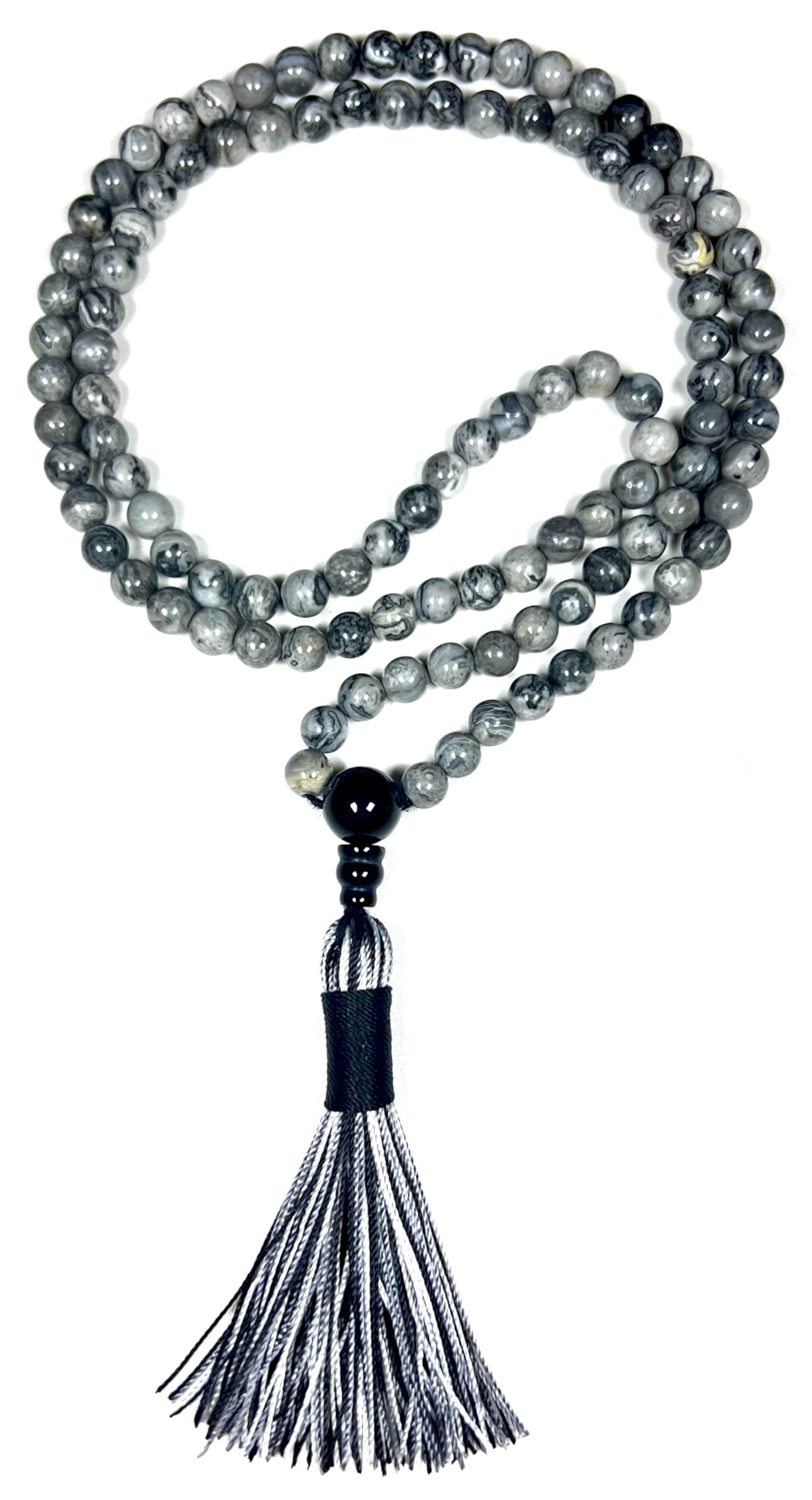 Scenic Jasper Mala Beads Necklace | 108 Beads | Grounding & Balance | AYK