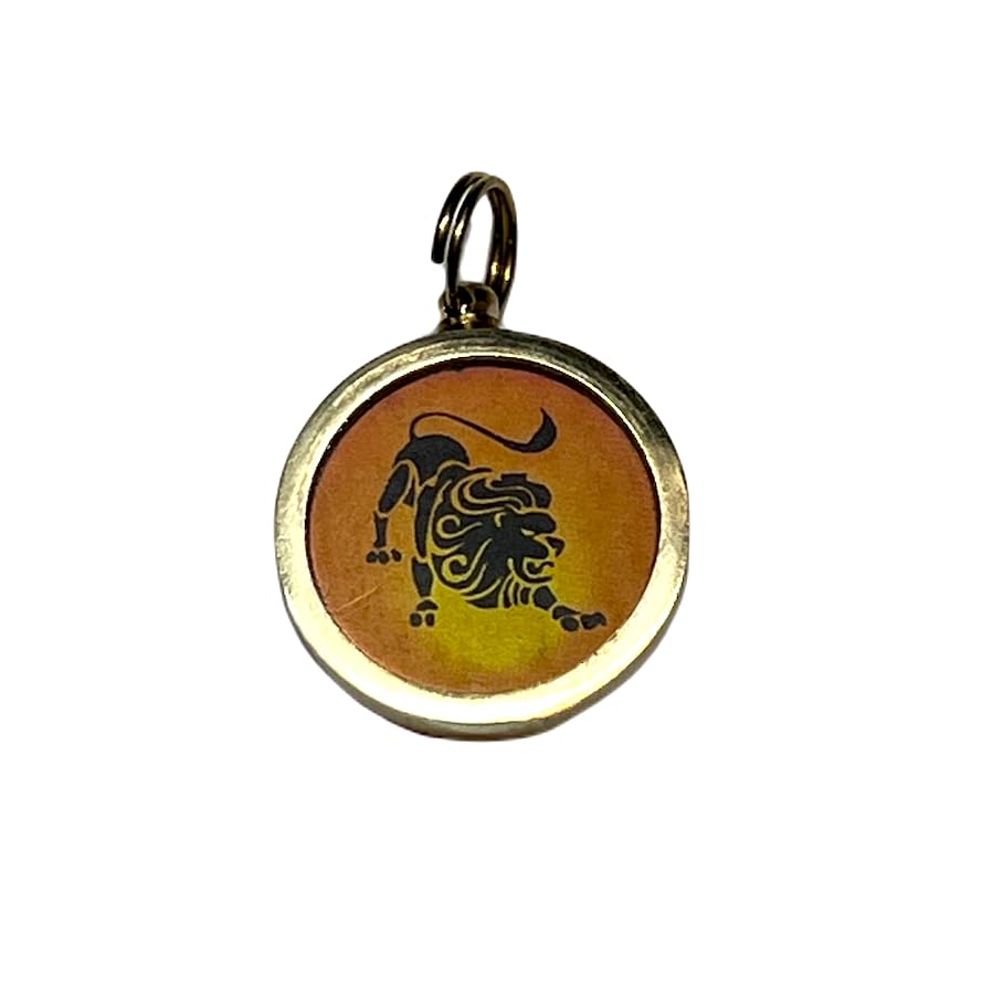 Zodiac Constellation Pendant Necklace - Sun Sign Amulet - Rashi Yantra Pendant - 1 Inch Brass Pendant with Zodiac Yantra