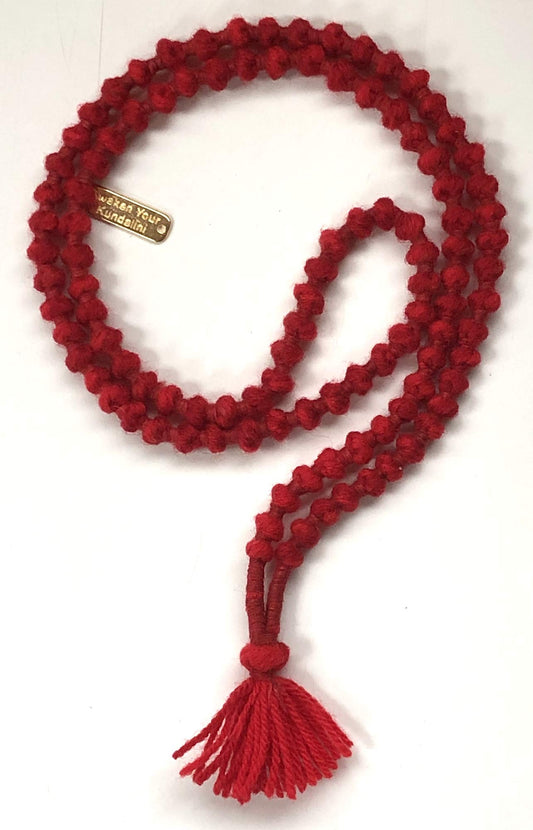 Hand Knotted Buddhist Wool Mala beads, Chakra mala, meditation mala, Eco friendly light chanting mantra mala beads necklace, Soft light manageable - Energized - In 6 colors (RED)