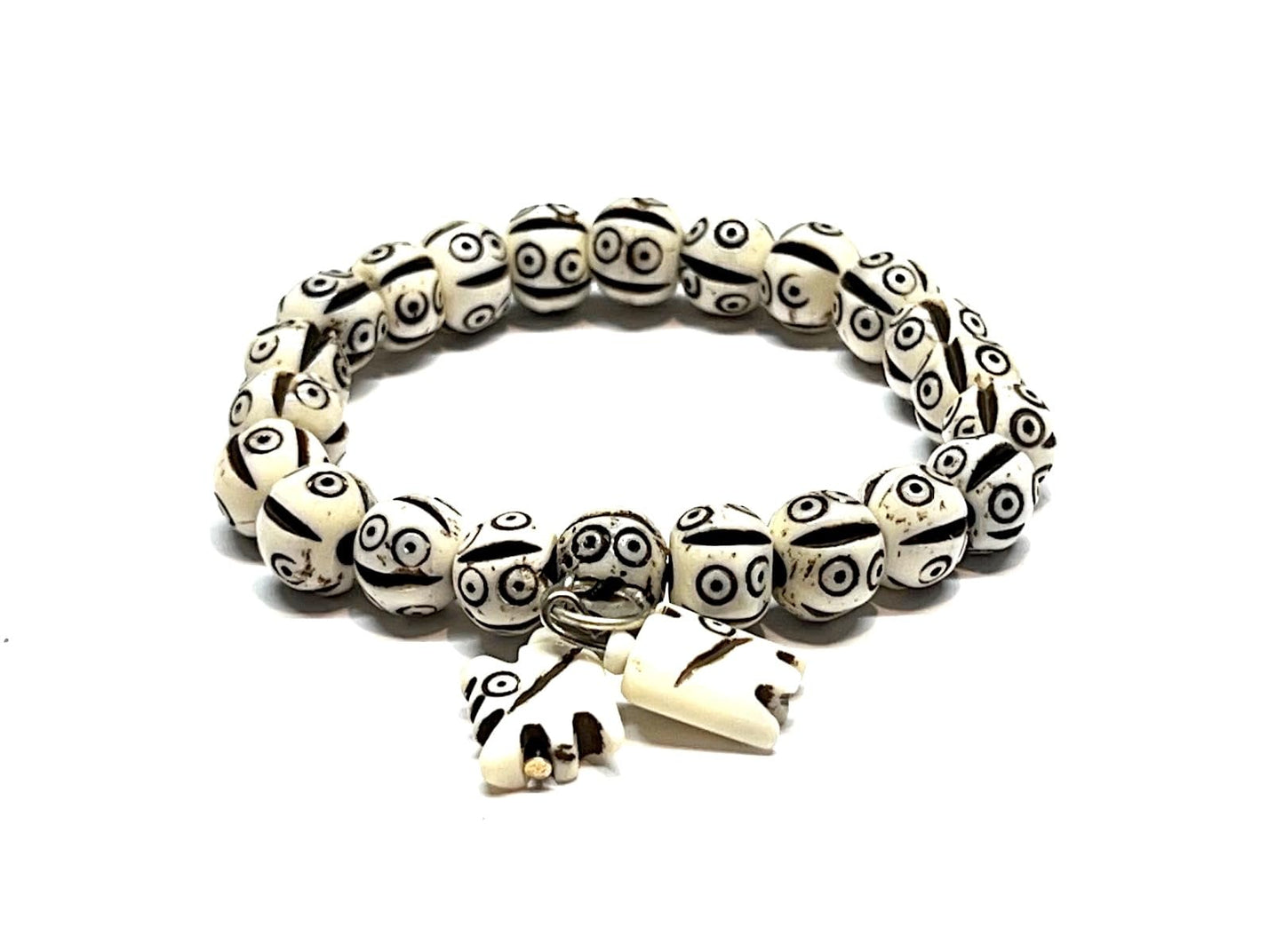 AWAKEN YOUR KUNDALINI Tibetan Yak Bone Yakbone Om Healing Bracelet (7"-8" Wrist, 10mm Beads) - Embrace Harmony & Inner Peace