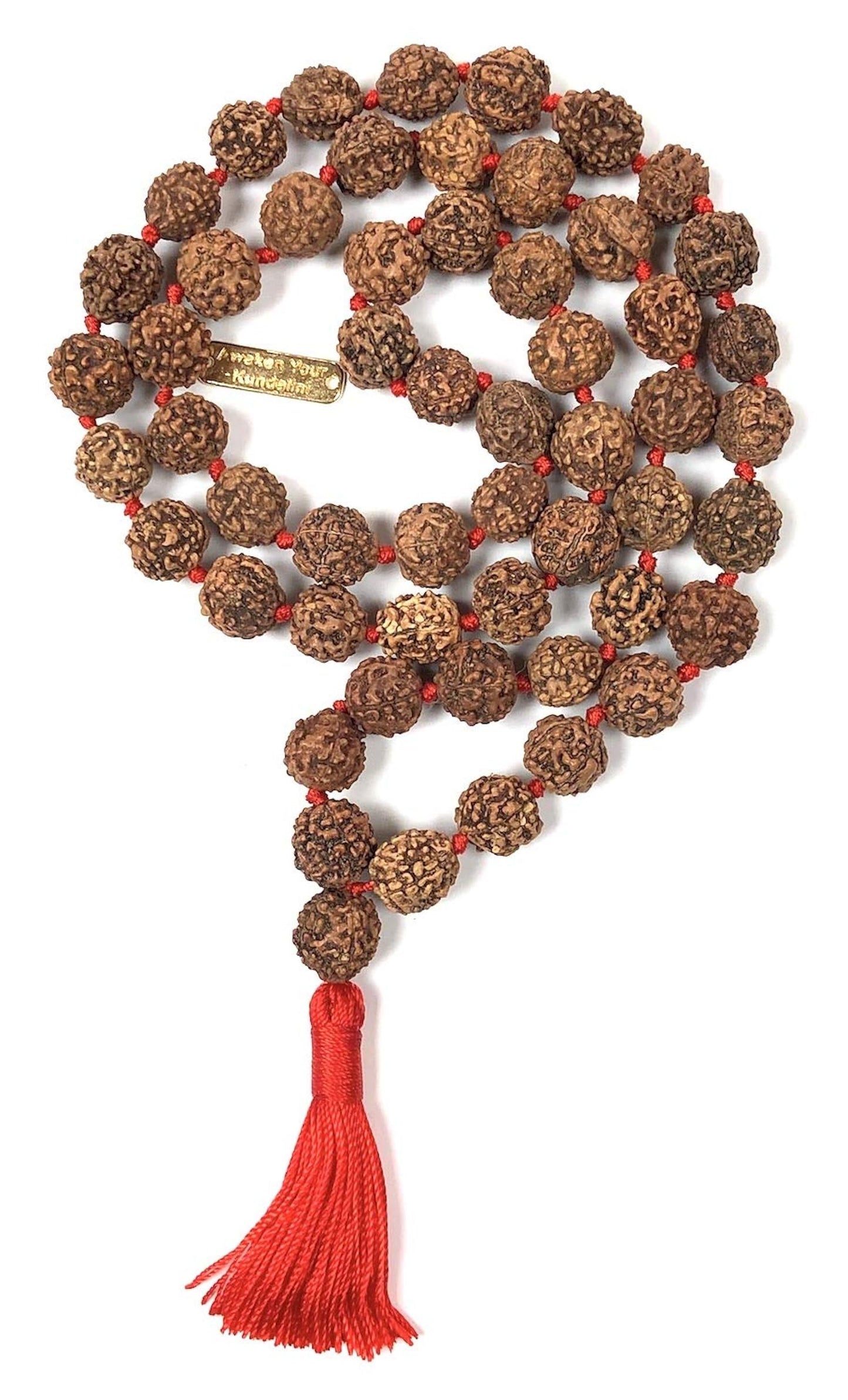 Hand Knotted 5 Mukhi Rudraksha Half Mala (54+1 Beads) - 12mm Bead Size - Sagittarius Sun Sign - Heart Chakra