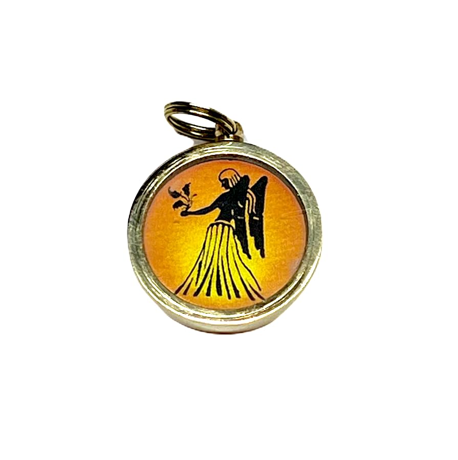 Zodiac Constellation Pendant Necklace - Sun Sign Amulet - Rashi Yantra Pendant - 1 Inch Brass Pendant with Zodiac Yantra