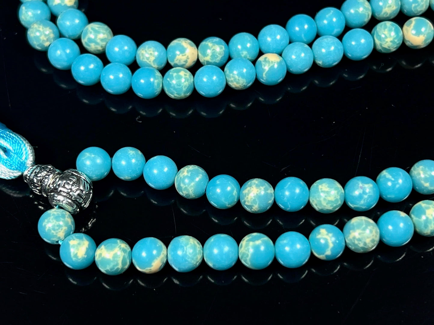 Sea Sediment Jasper Mala Beads Necklace