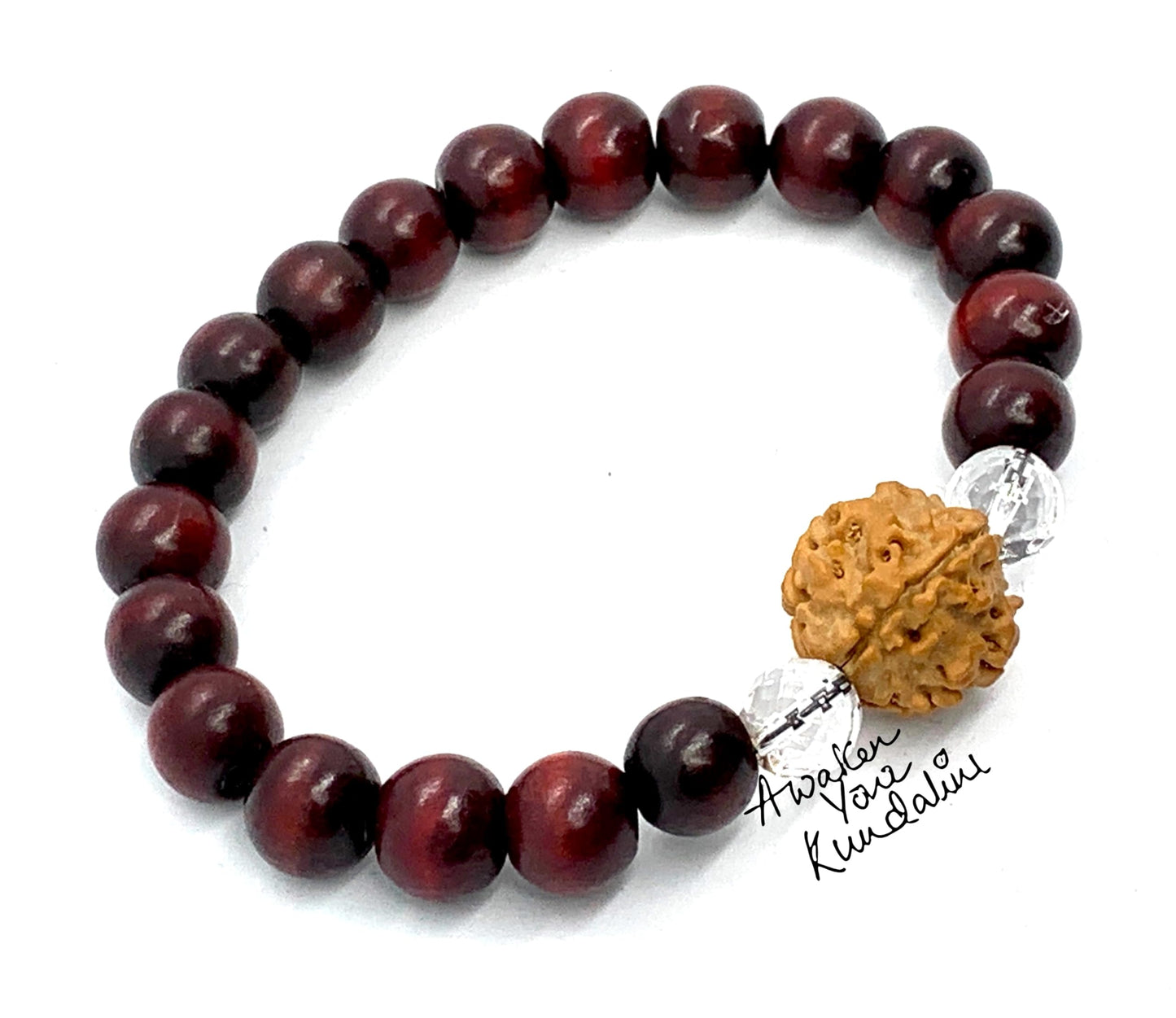 Rosewood, Quartz & 5 Mukhi Rudraksha Bracelet | ARANYA Collection