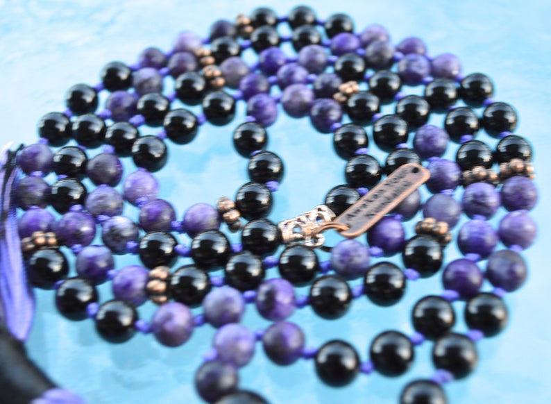 Black Tourmaline Mala Necklace | 108 Beads | VESTA Collection by AYK