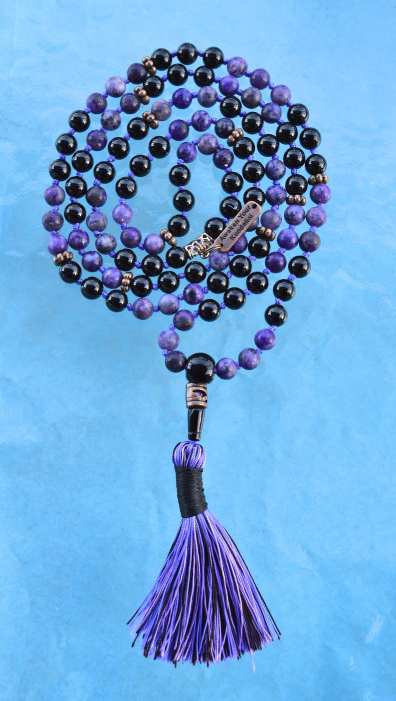 Black Tourmaline Mala Necklace | 108 Beads | VESTA Collection by AYK