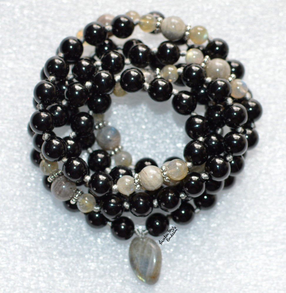Black Tourmaline Mala Necklace | 108 Beads | VESTA Collection by AYK