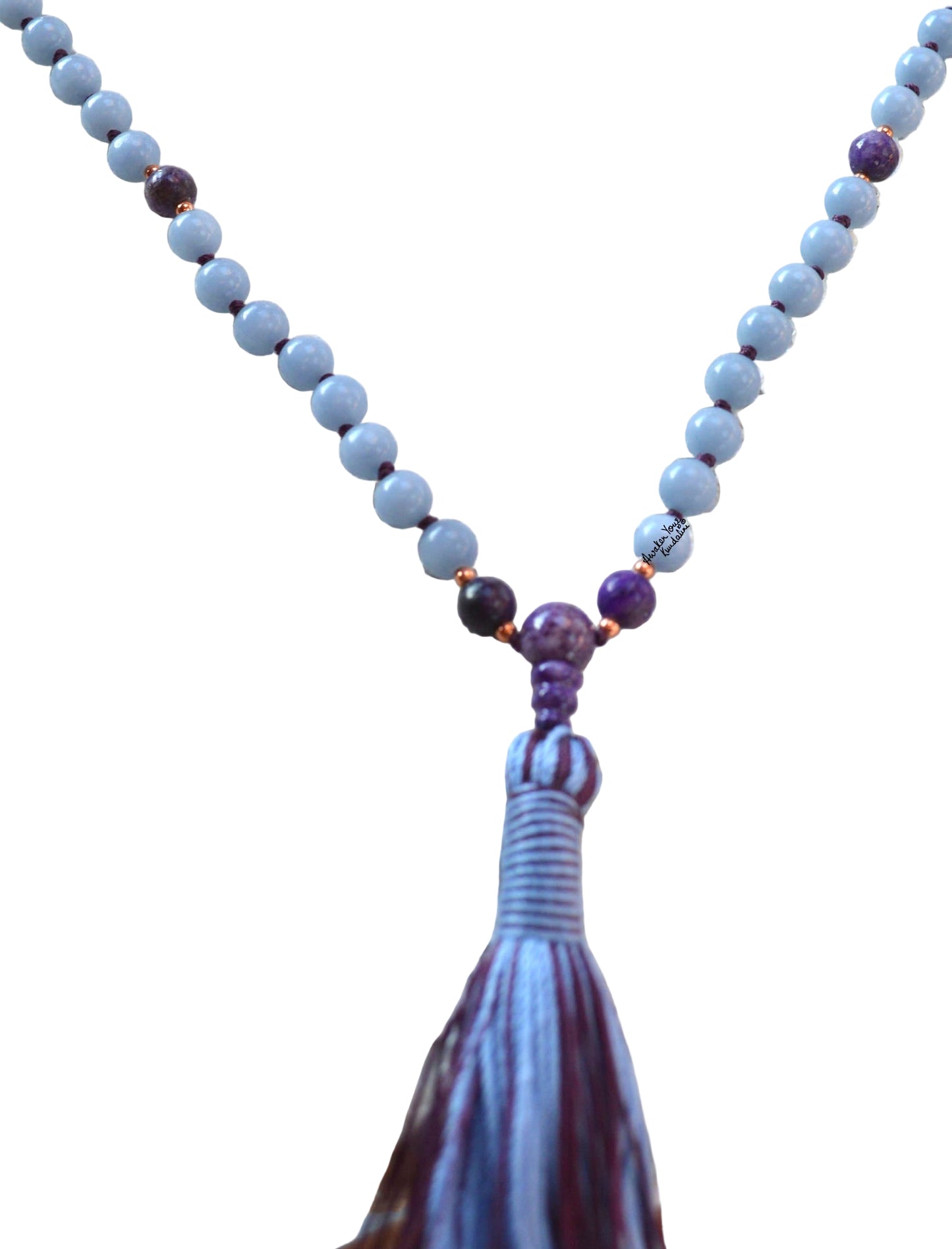 Ethereal Truth Mala Necklace | Angelite & Charoite | 108 Beads | AYK