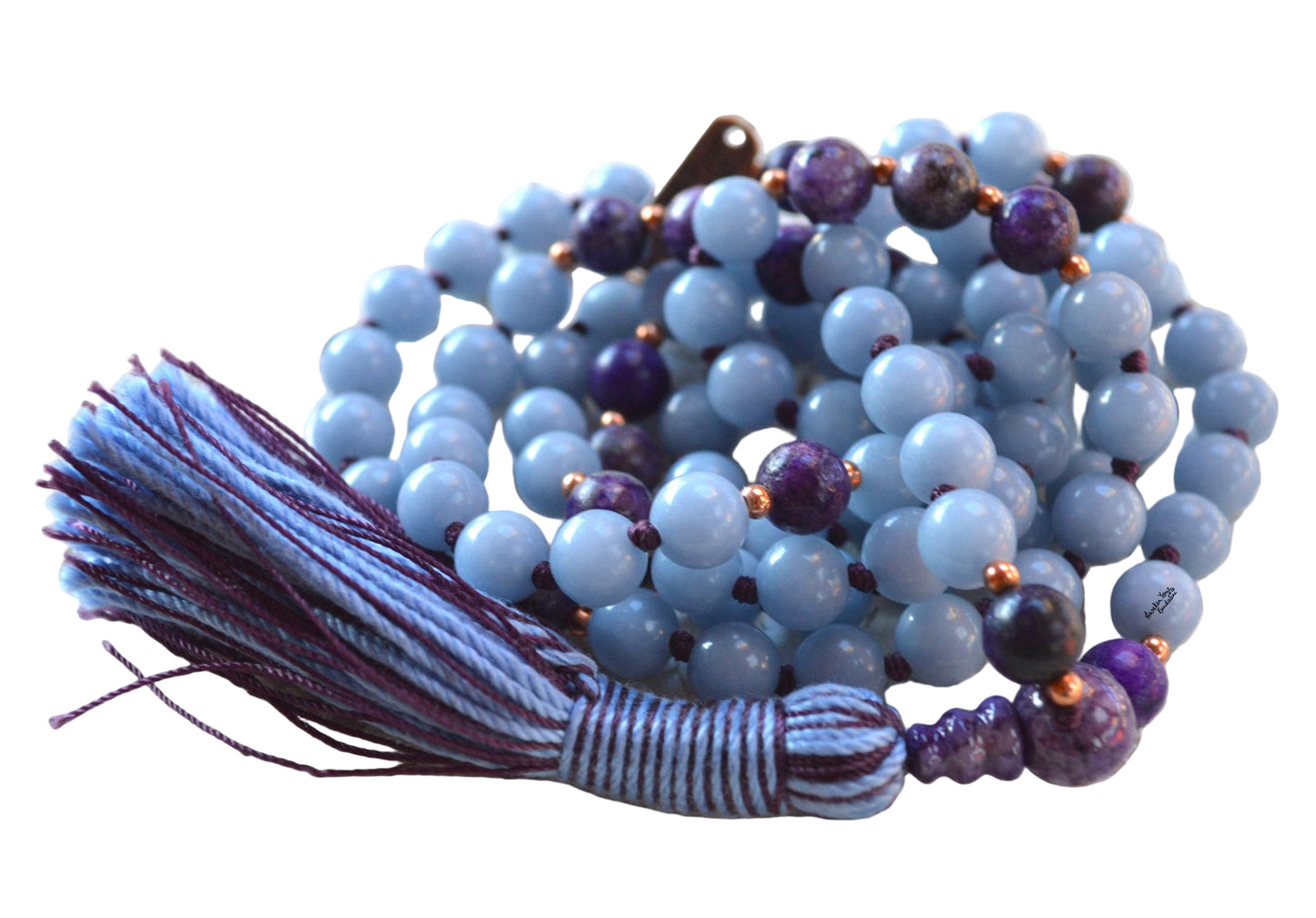 Ethereal Truth Mala Necklace | Angelite & Charoite | 108 Beads | AYK