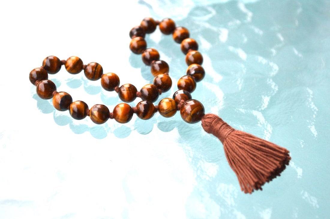 Tiger’s Eye Pocket Mala | 27 Beads for Clarity & Courage | DRISHTI Collection