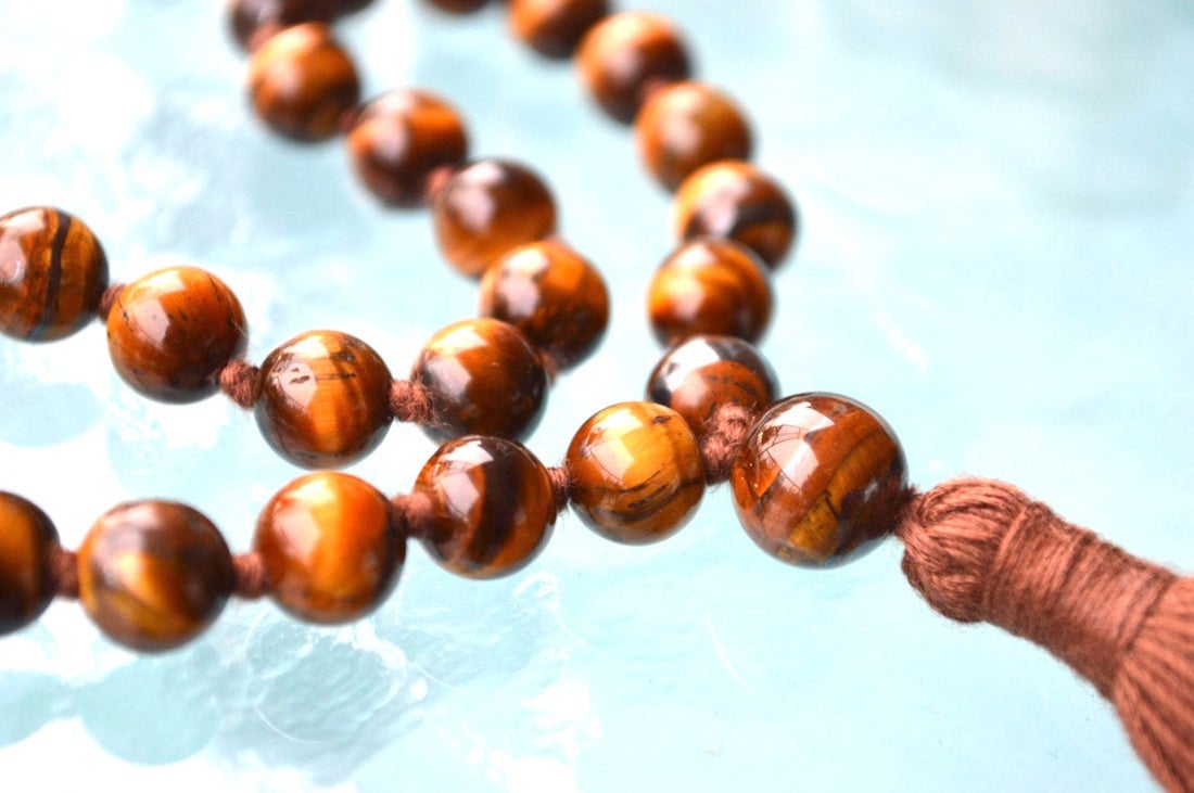 Tiger’s Eye Pocket Mala | 27 Beads for Clarity & Courage | DRISHTI Collection