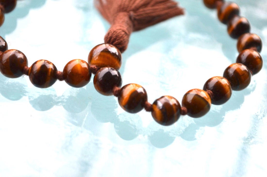 Tiger’s Eye Pocket Mala | 27 Beads for Clarity & Courage | DRISHTI Collection