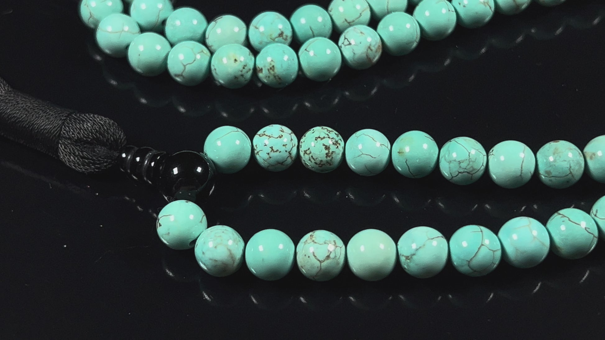 Throat Chakra Turquoise Mala Necklace 108 Beads Hand-Knotted VAAK Collection Handmade USA Wisdom Tranquility Communication Healing Meditation Natural Stone AYK