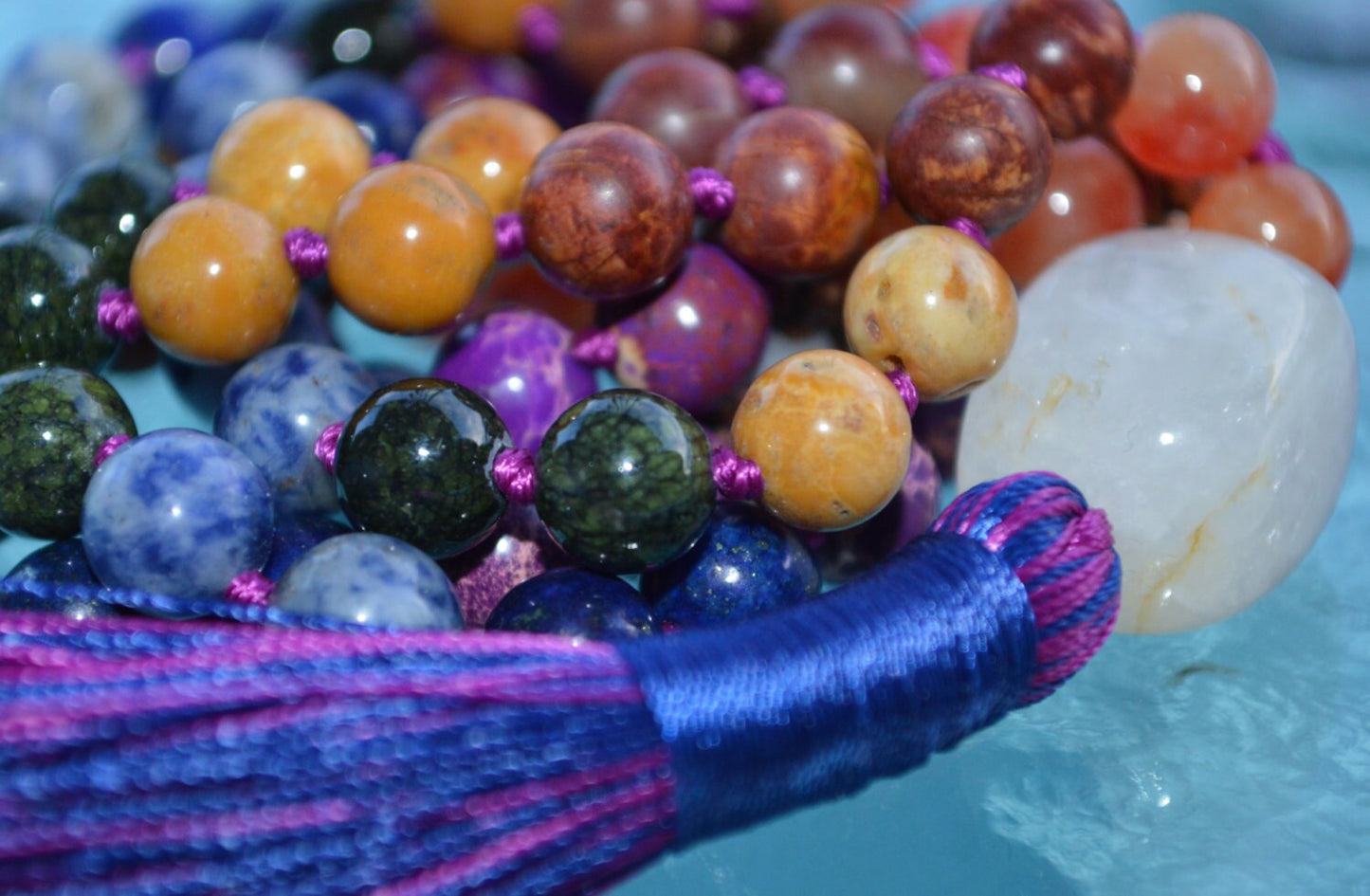 7 Chakra Mala Necklace | Hand-Knotted 108 Beads Spiritual Healing Jewelry | SATRANGI Collection