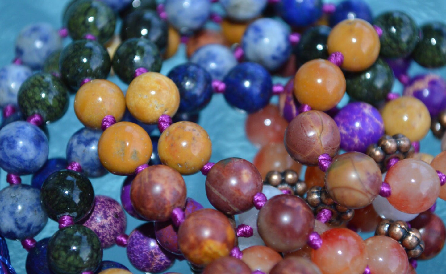7 Chakra Mala Necklace | Hand-Knotted 108 Beads Spiritual Healing Jewelry | SATRANGI Collection
