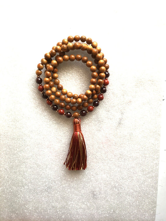 Sacral Chakra Healing Mala , Awakening Sacral Chakra Jewelry, 108 Sacral Chakra Wrap Mala Beads, 108 Wooden Wrap Mala Beads Necklace